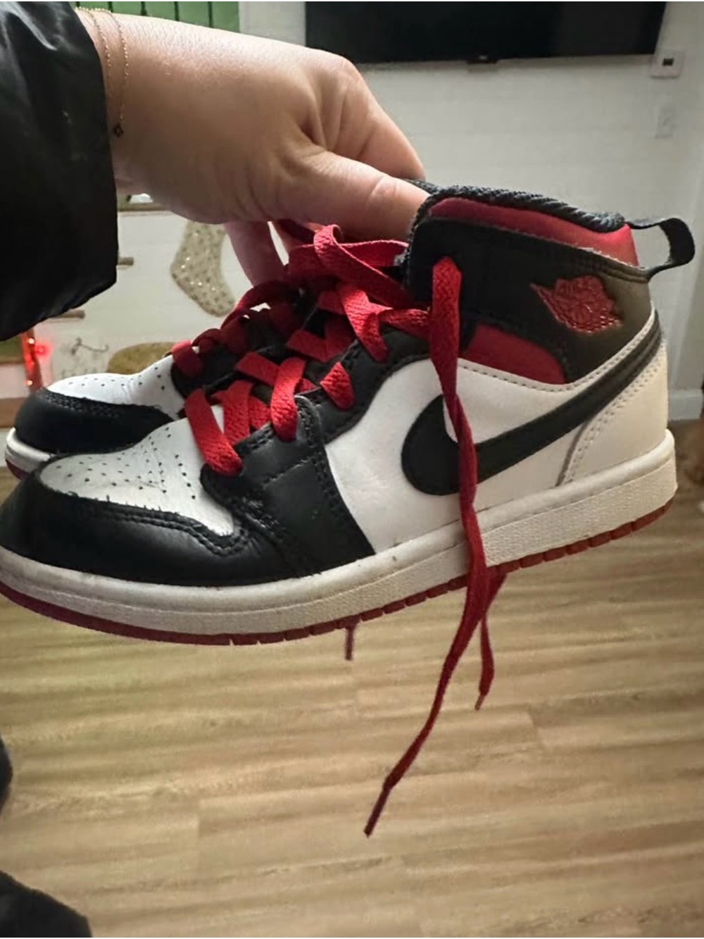 Nike Black, White & Red Air Jordan 1 Mid Sneakers